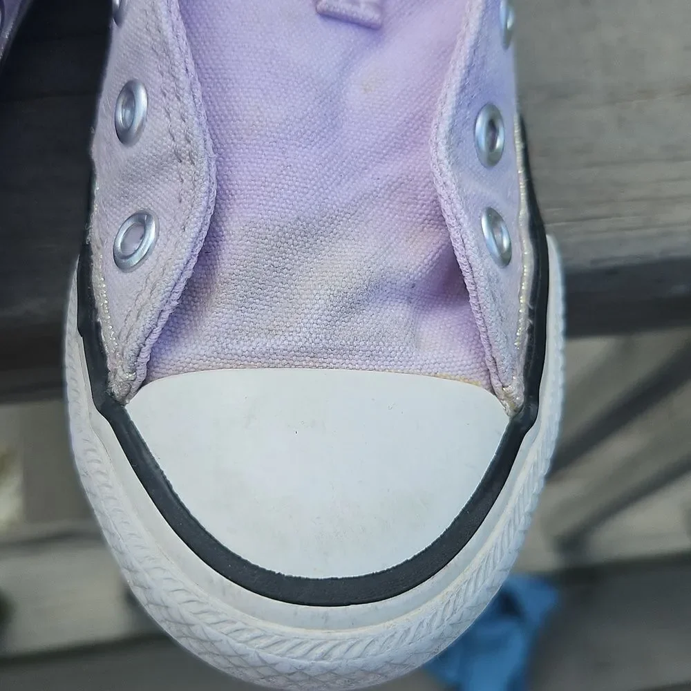 Converse Kids Purple Canvas Sneakers With Irridescent Trim Size 12
